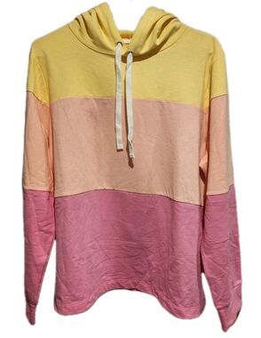 J. Crew Tricolor Hoodie Sunlight Peony Tulip Size XL NWT